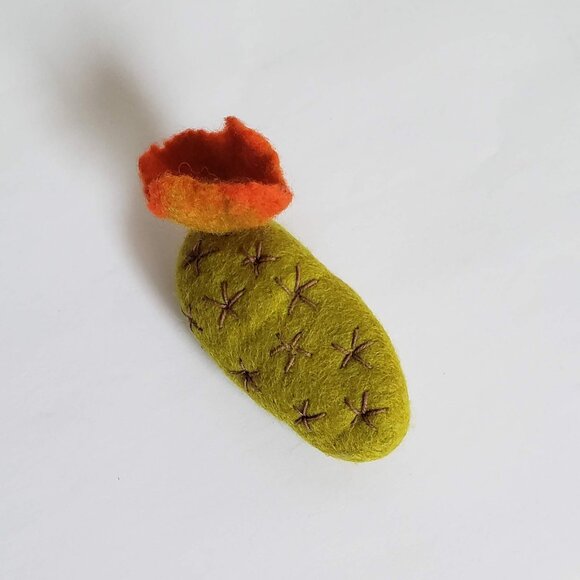 Wool Needle Felt CACTUS FLOWER Succulent Brooch Colorful Happy Fun - Picture 3 of 10
